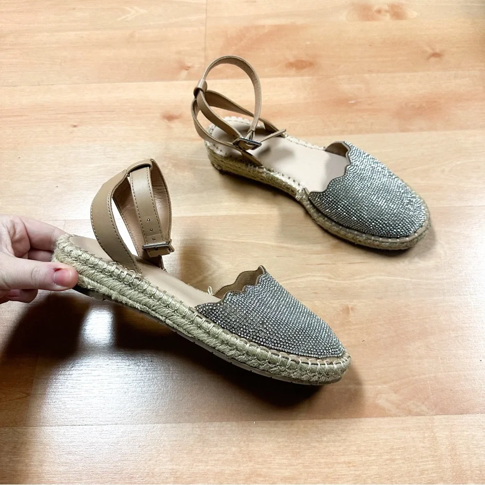 XAppeal Ankle Strap Bling Toe Espadrille Sandals Girls Size 6